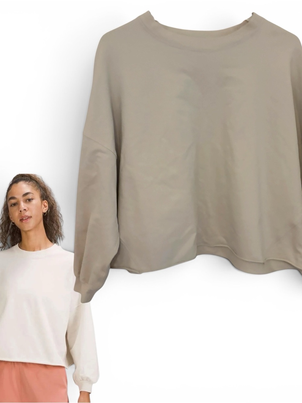 Lululemon LA Pullover Crew Off White Oversized Sweatshirt Size 6 VGUC